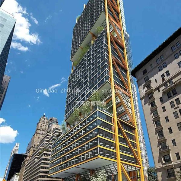 High Rise Prefabricated House Building Frame Construction Hotel Steel Structure