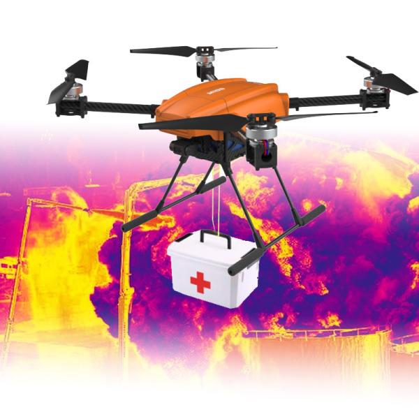 Drones de police professionnels pour lutte contre les incendies et sauvetage Uav avec caméra thermique et drone de charge utile