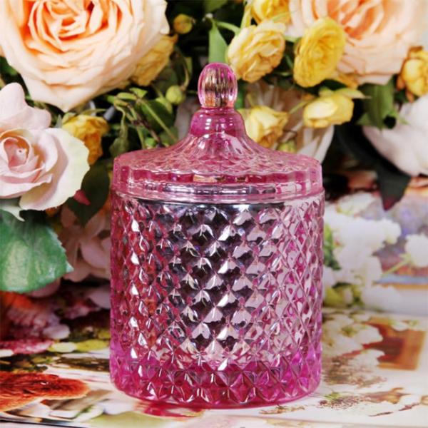 Color Cylinder Scented Jar Candle Soy Wax Jar With Glass Lid 500g Wax Weight