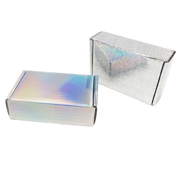 Luxury Full Color Printed Boxes Silver Laser Corrugated Cardboard Shipping Mailer Box