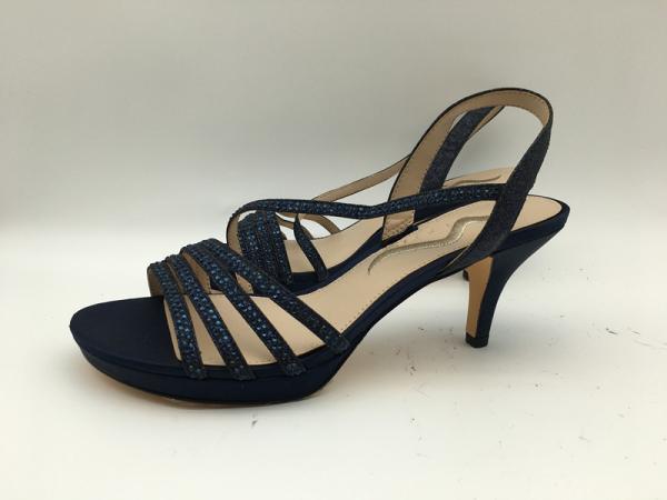 Casual Ladies Soft Leather Sandals Navy 3cm Low Heel Open Toe Sandals