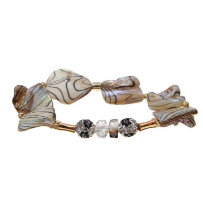Bracelete de Shell Shambhala Ball Fort Beads com textura impressa preta da onda de água