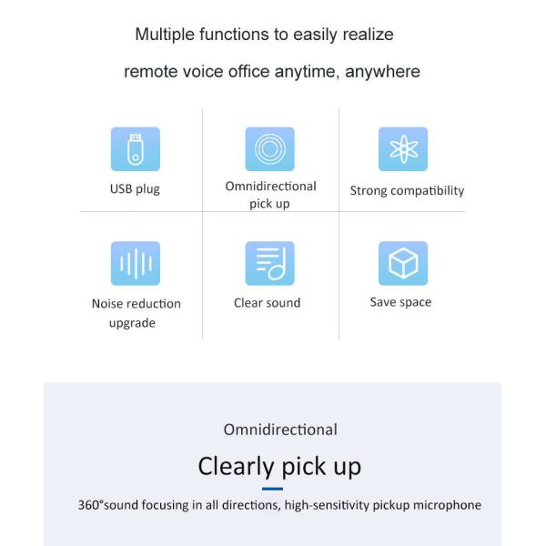 Desktop Omnidirectional Microphone High sensitivity Mic pluy and play clearly pick up