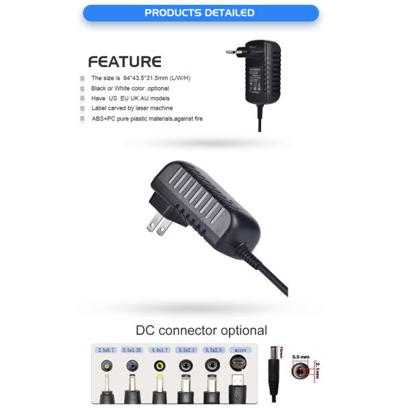 ODM do OEM do carregador da C.C. do adaptador do interruptor da C.A. 12W para a luz de tira da câmera do IP/diodo emissor de luz