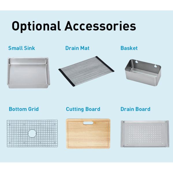 Rectangular 33 Inch Stainless Steel Kitchen Sink With Satin Polished Finish