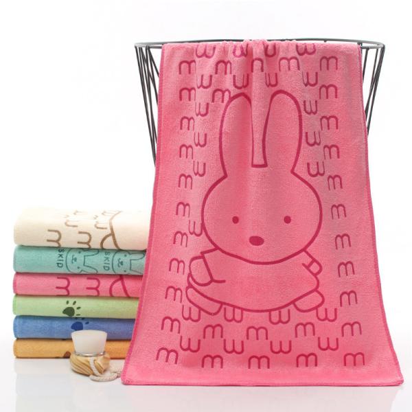 Toalha facial de fibra microfibra de desenho animado cabeça de coelho absorvente suave espessante