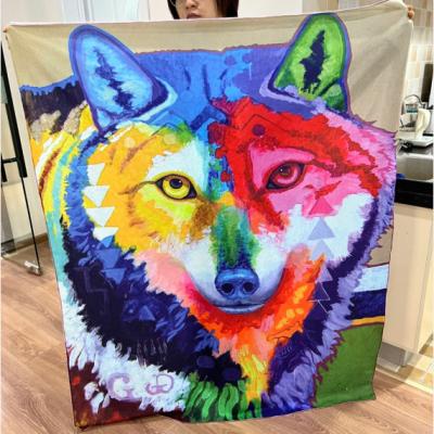 Cobertura de acondicionamento Gray Throw da lavagem da máquina de Wolf Blanket Soft Cozy Air da casa 50 X60”