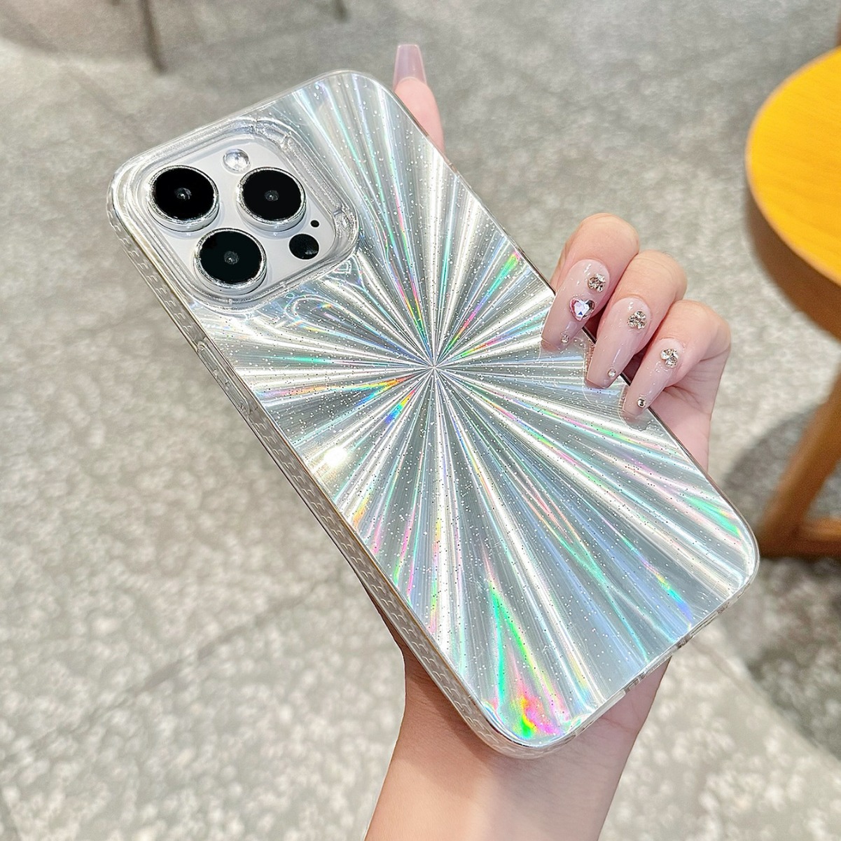 IMD Shinny Ins Style Fireworks Pattern Phone Case for iPhone 11/12/13/14/15 Pro ProMax Plus Simple Cartoon Design
