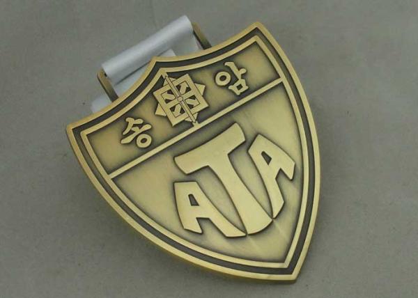 Antique Gold Die Cast  Medals , Heat Transfer Printing Ribbon Pin Badge