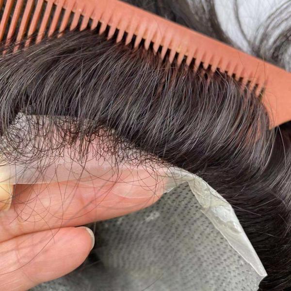 0.02-0.03mm ultra thin skin 100% human hair replacement human hair toupee hair wig for men