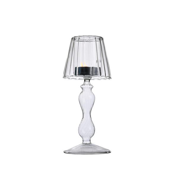 Bedside Smooth Glass Modern Candle Holders Lamp Shaped Electroplated Colored