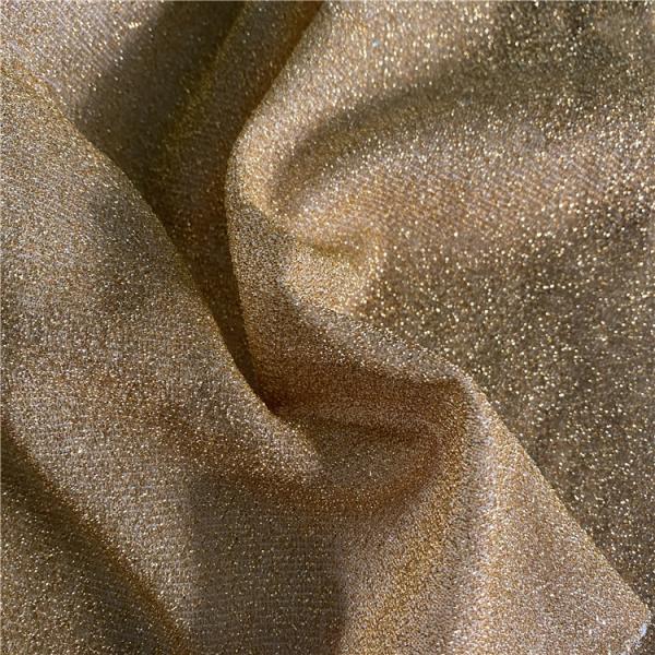 Проницаемая 120GSM Золотая ПЭТ нить Нить для сцены Костюмы Одежда Ткань