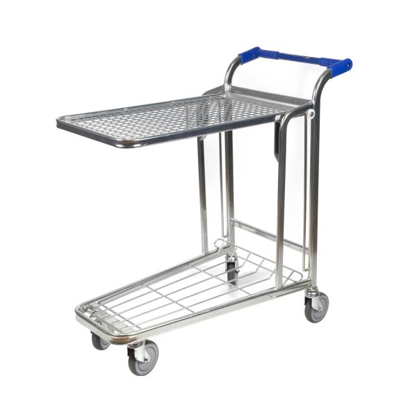Steel Flatbed Double Deck Trolley 200kg Bearing Warehouse Trolley Cart