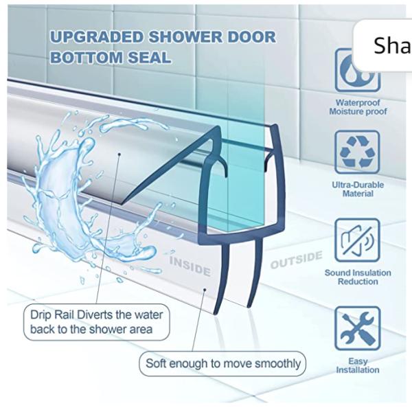 Прозрачная полоса герметизации для душевых дверей из 3/8 дюймов без рамы