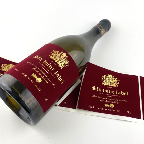 Red Velvet Wine Bottle Tags Silver Embossing Private Label Wine For Glass Bottles