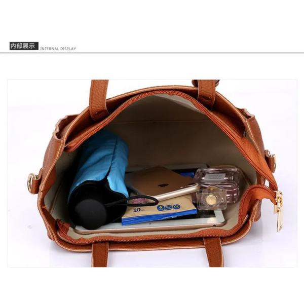 NATIONAL Style Unisex PU Leather Crossbody Bag with Large Capacity and Lychee Pattern