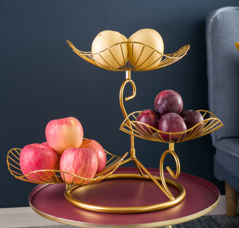 Powder Coated Anti Corrosion 0.8KG Steel Fruit Basket Three Storey