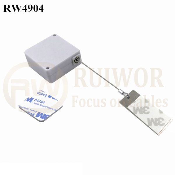 RW4904 Square Ratcheting Retractable Tether Plus Pause Function Plus 45X19mm Rectangular Sticky Metal Plate