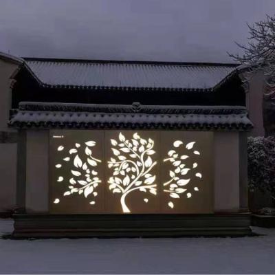Black Metal Garden Fence Panel Laser Cut Decorative Steel Privacy Panel