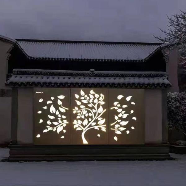 Black Metal Garden Fence Panel Laser Cut Decorative Steel Privacy Panel