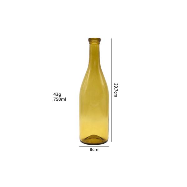 Dark Yellow Lead Free Glass Empty Glass Wine Bottles 750ml Custom Wine Bottle