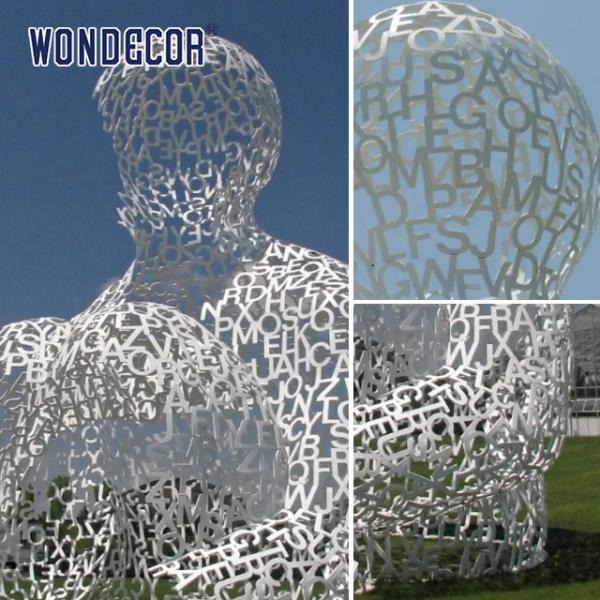 Наружное большое полое металлическое искусство сидящий человек скульптура из нержавеющей стали