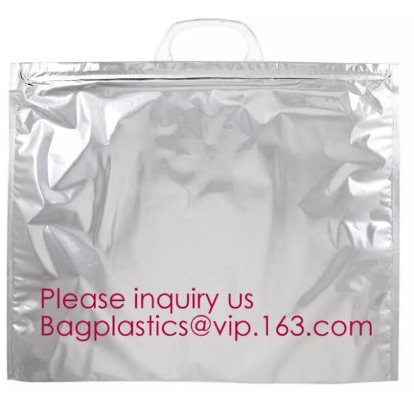 Custom Packing Aluminum Foil Zip-Lock Grocery Handle Thermal Insulation Cooler Bag For Outdoors,Promotional Insulated La
