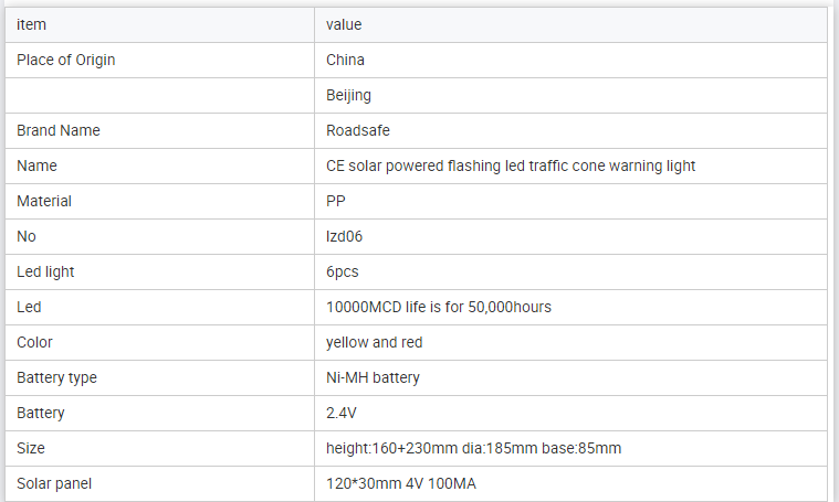 Solar LED Traffic Warning Light with Flashing White LED and Cone Shape for Enhanced Traffic Safety