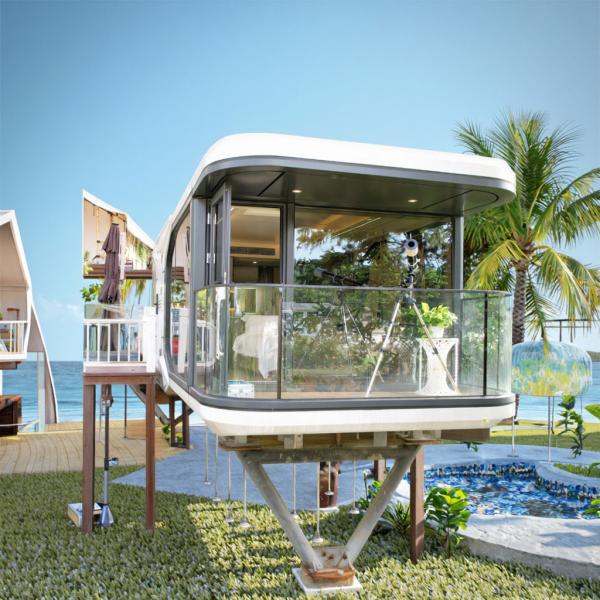 Prefabricado lujoso Casa cápsula espacial diminuta Cabina de manzana para casa de sol Tienda oficina