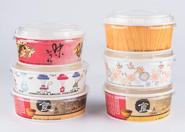 Biodegradable Paper Soup Bowls With Lids Personalized Style 6- Colour Printing
