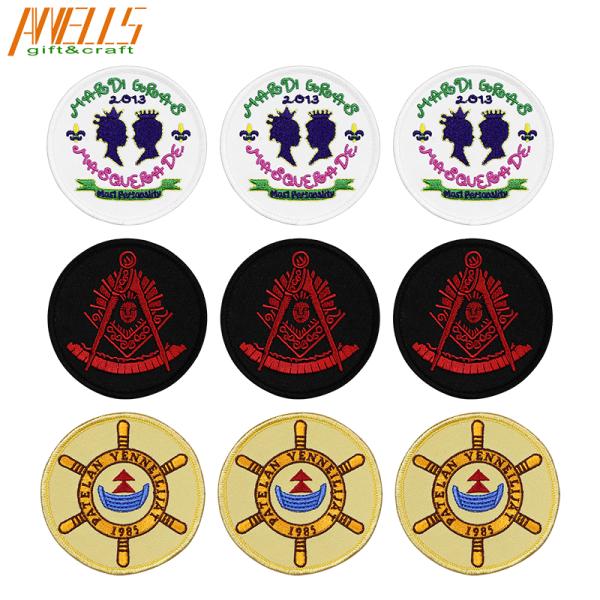 Customized Embroidery Logo Patch Merrowed Border Embroidery Tags For Cloth