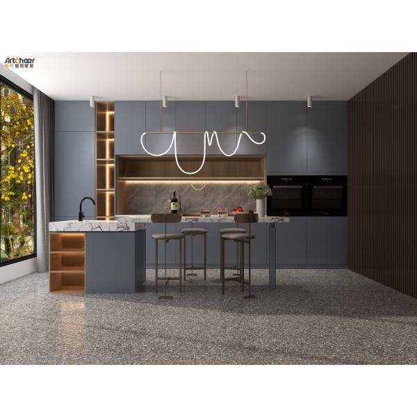 Durable I Shape Modern Kitchen Design with Pure Acrylic Countertop and Lazy Susan Storage