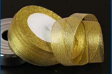 Single Faced Gold And Silver Christmas Tree Ribbon  For Bow Packing Decoration