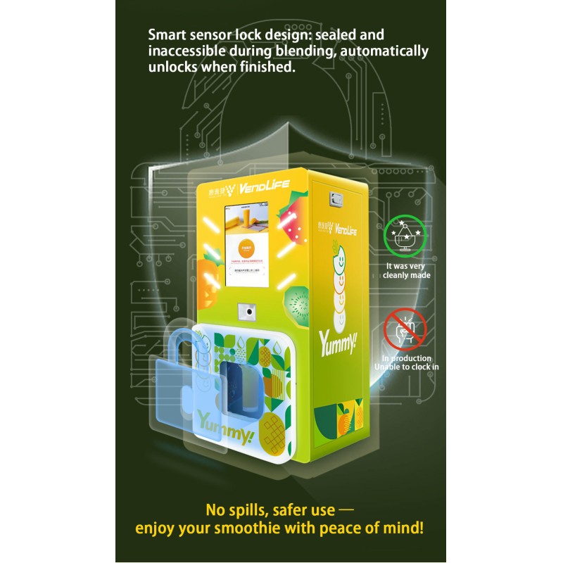 24 Hour Mini Commercial Fruit Smoothie Vending Machine Kiosk, QR Code Payment Supported, OEM Customizable with SDK Interface