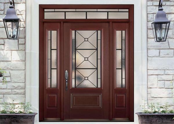 Simple Single Solid Oak Front Doors With Glass , Main Wooden Door Designs For Home