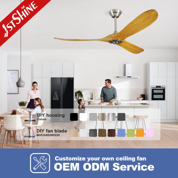 Ventilateur de plafond en bois à commande à distance pour l'efficacité énergétique des villas intérieures