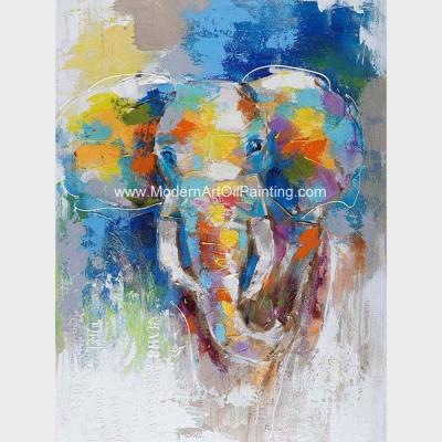 Pintura colorida abstrata do elefante na lona/arte animal da parede da lona da cópia