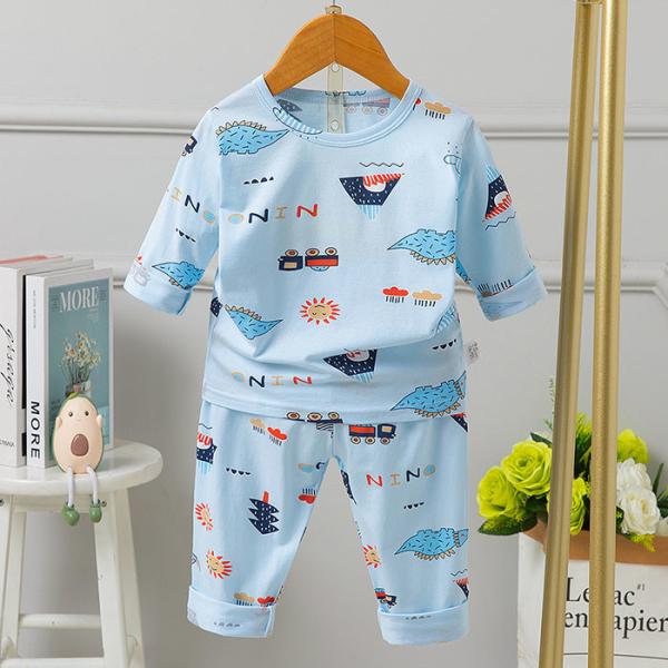 Full Flower Long Sleeve Pj Set Cotton Pyjamas Odor Resistant For 80cm height