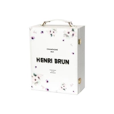 Flocking Lining PU Leather Wine Gift Packaging Boxes , 3 Bottle Wine Box With Double Clasps