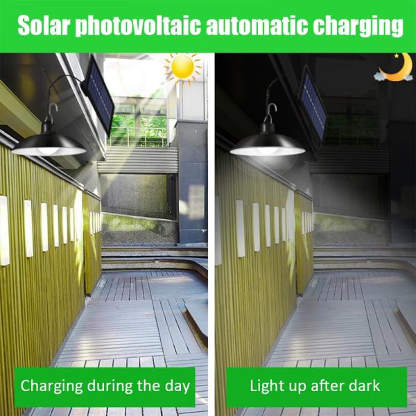 LED Solar Pendant Lamp 3M Cable Solar Shed Lights with Remote Control Solar Garden Light Outdoor Waterproof Patio Decoration
