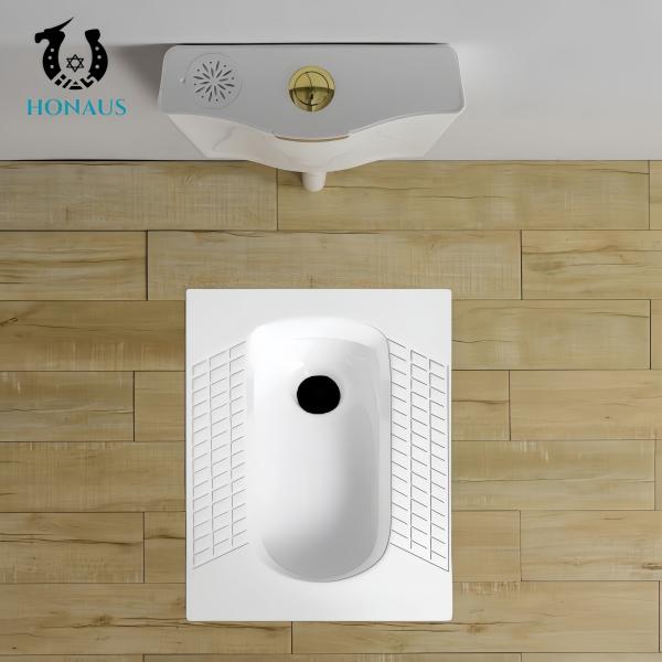 8 Inches Drainage Squatting Pan Toilet White Ceramic Front Back Flush