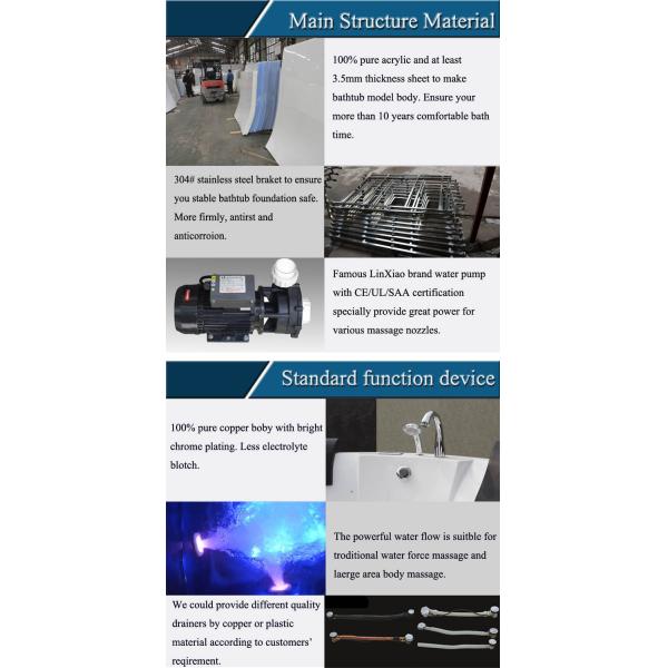 На открытом воздухе роскошное Freestanding джакузи с портативной машинкой воздушных струй акриловой белой