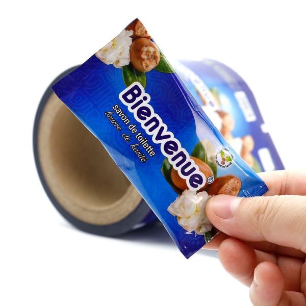 Film en rouleau plastique laminé imprimé sur mesure, qualité alimentaire, pour emballage souple de savon