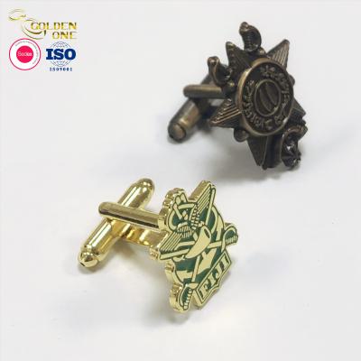 Button Symbol Metal Cufflink Shiny Gold Silver Plated Soft Enamel Zinc Alloy