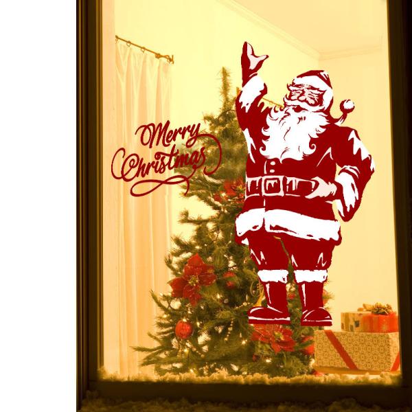Multi Size Santa Claus Stat Holiday PVC Wall Sticker Home Decoration Eco - Friendly