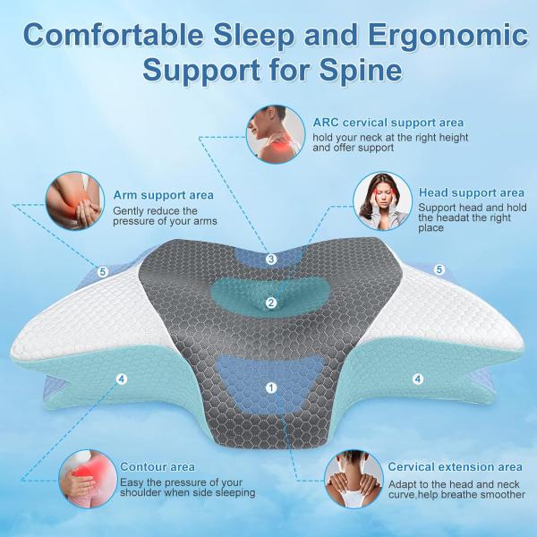 Memory Foam Filling Cervical Pillow for Neck Soft Silk Orthopedic Support Bed Pillows
