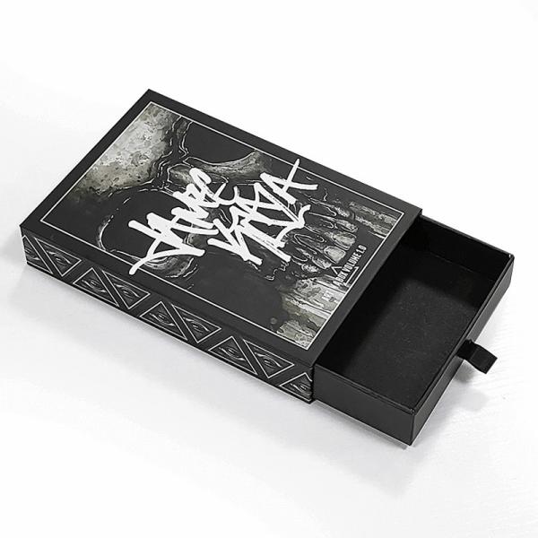 Impressão de logotipo personalizado aceita caixa de presente deslizante matte preto com pedido personalizado