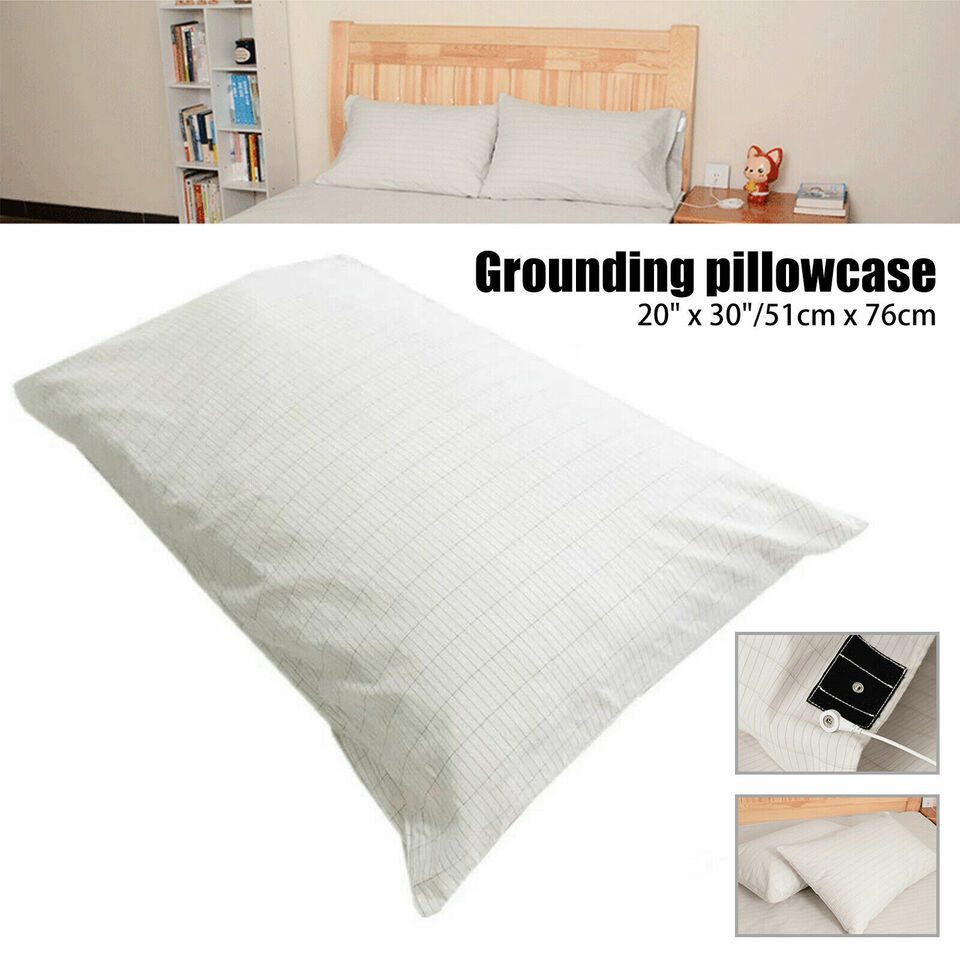 Grounding Pillowcase Silver Fiber 20*30inch Queen King Pillow Cover for Good Sleep with CORD