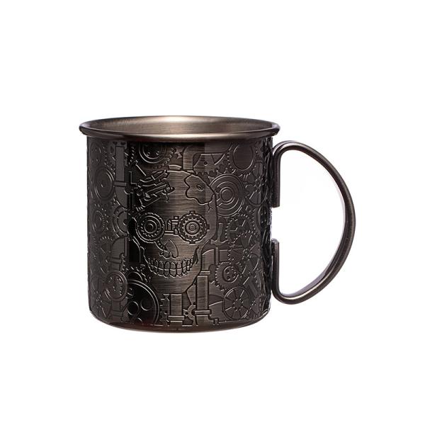 Etching Design Stainless Steel 304 Mule Mug Black Travel Camping Wine Mug For Party