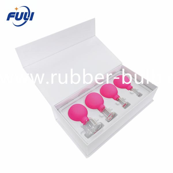 Face Lift Vacuum suction Massage Hijama Cups Rubber facial cupping black with silicone bulb